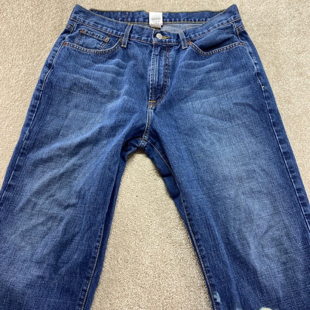 Lucky Brand Rivington Bootcut Jeans Mens 34 Short‎ Blue Medium Wash Distressed